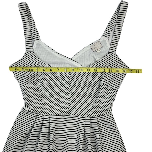 Anthropology White Black Strip Postage Stamp 9-H15 STCL A-Line Scoop Dress Sz:M - Picture 6 of 12